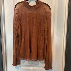 Adrianna Papell Rose Gold Shimmer Sheer Blouse